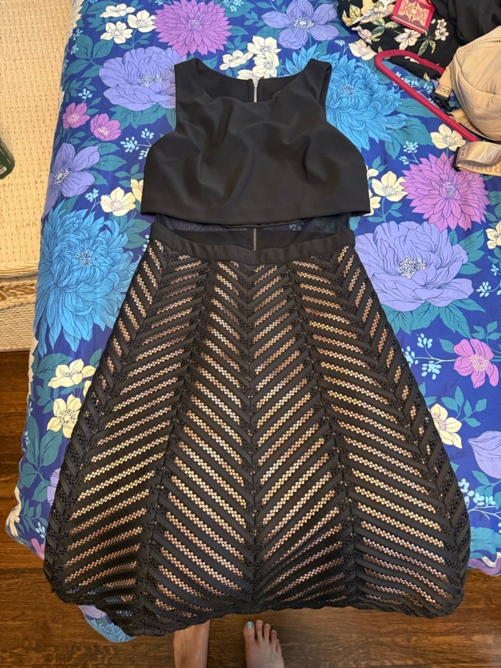 Betsy & Adam Black Dress with Exposed Zipper